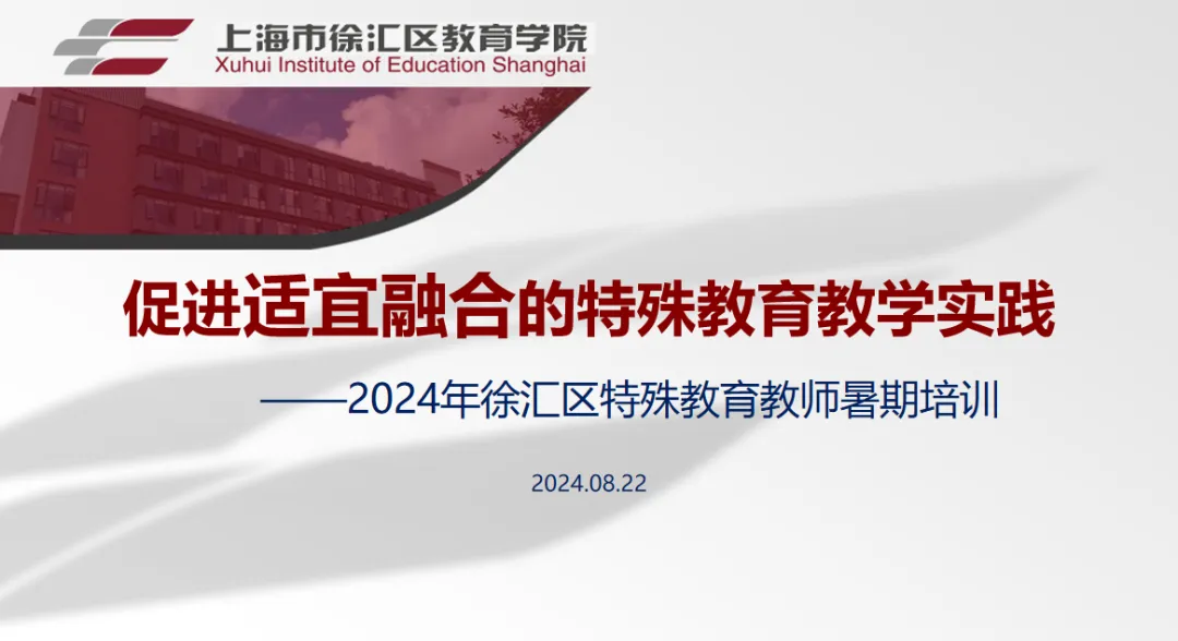 促进适宜融合的特殊教育教学实践——2024年徐汇区特殊教育教师暑期专题培训